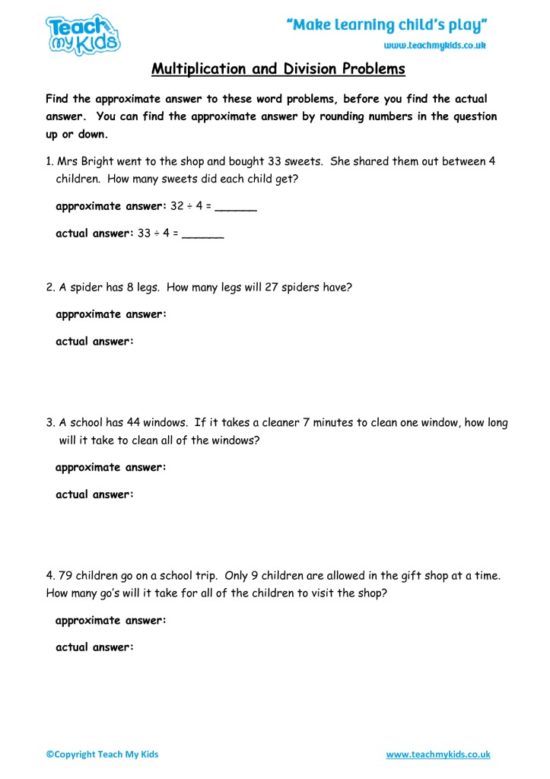Worksheets for kids - multiplication-and-division-problems